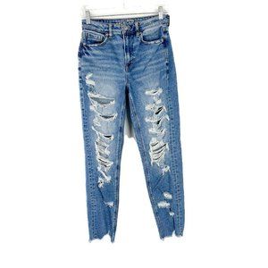 American Eagle Distressed Stretch Mom Jean Ankle Length Size 2 EUC T2586